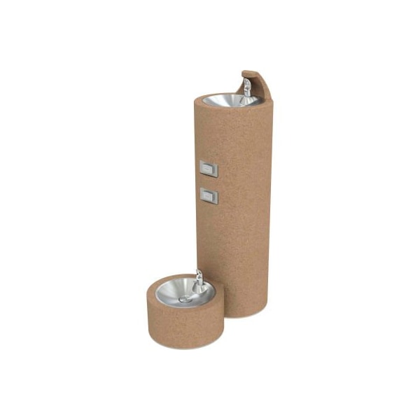 Acorn Controls Murdock Brown Aggregate Stainless Steel Pedestal Outdoor Drinking Fountain W/ Pet Fountain GUF99-PF - main